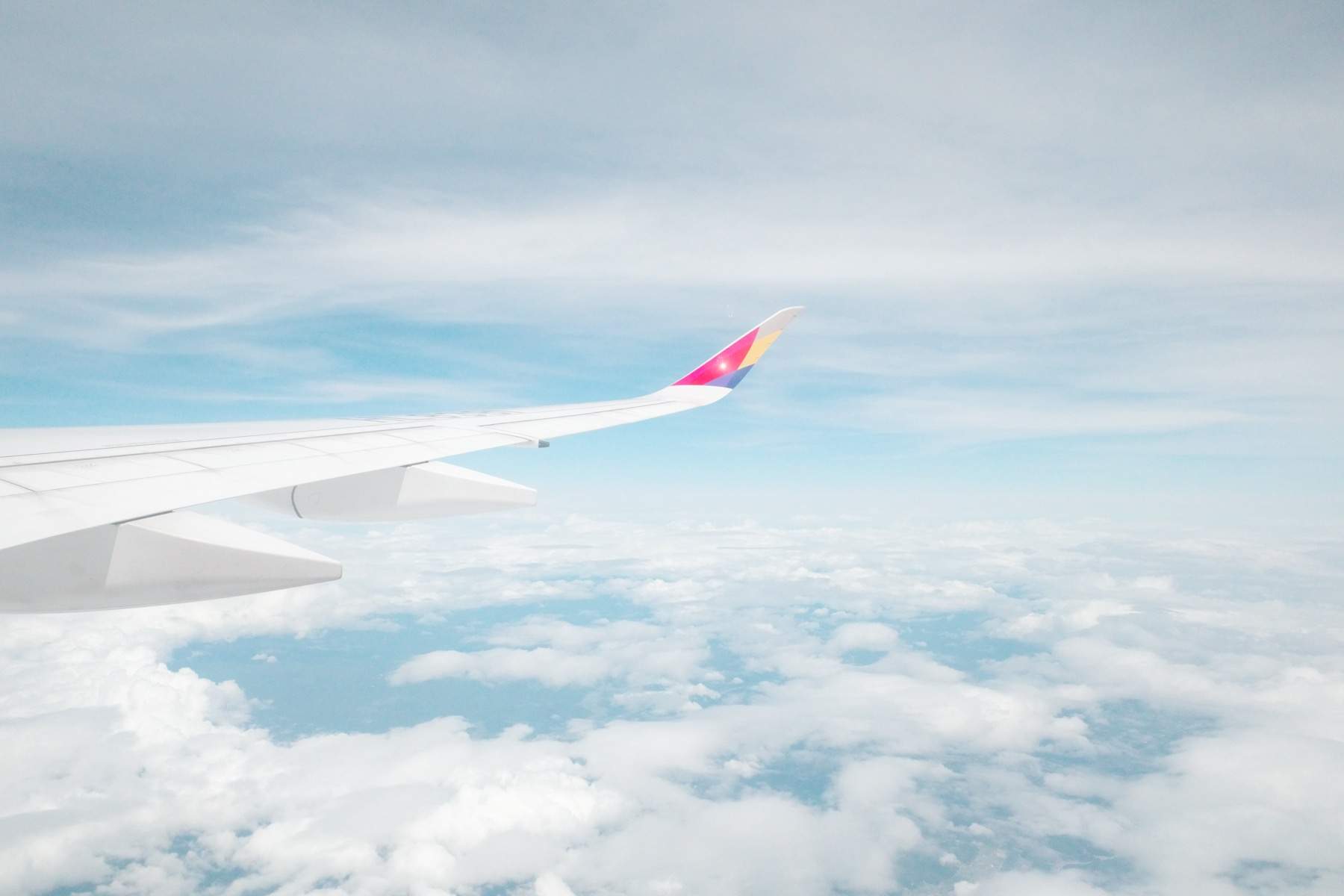 飛行機の窓から眺める羽